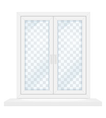 white transparent plastic window with window sill vector illustration