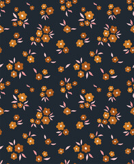 Trendy flowers seamless pattern. Small vector floral background illustration. Spring floral texture for fabric, fashion print and wallpaper.