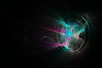 Abstract chaotic color pattern on a dark background