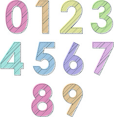 Rainbow Number with Line Pattern Inside Numbers