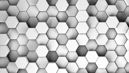 Naklejka premium Abstract gray hexagonal sci-fi honeycomb geometrical background. 3d rendering