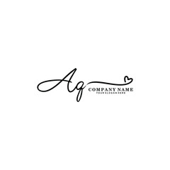 AQ initials signature logo. Handwriting logo vector templates. Hand drawn Calligraphy lettering Vector illustration.