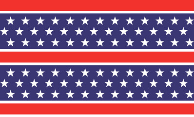 4th of July Stars and Stripes Seamless Pattern, colored as USA Flag. Red, Blue, White Stars and Lines Background for Celebration Holiday American President Day, memorial day, Vector Illustration