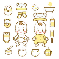 赤ちゃんとベビー用品シンプル着彩