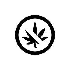 No Marijuana, no drugs. Cannabis leaf prohibition sign, vector illustration.