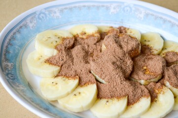 banana slice with chocolate drop - Thailand healthy food