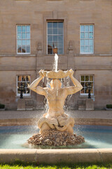 Fountain entrance courtyard Oxford UK
