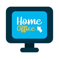 home office lettering design with computer icon
