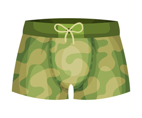Tight Male Elastic Swimming Trunks Isolated on White Background Vector Illustration
