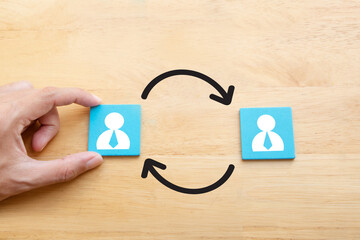 Job rotation or staff turnover icon in Human resources Management concept - obrazy, fototapety, plakaty