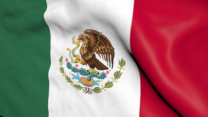 Fabric wavy texture national flag of Mexico