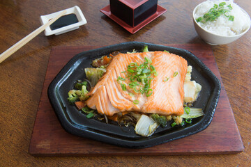 Salmon cooking restaurant food