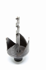 Set of hole making saw for wood work isolated on white background.