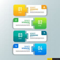 Infographics horizontal banner design template, Business concept with 4 options.	
