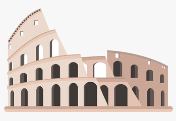 Flat design of Colosseum in Rome, Italy isolated on white background