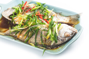 A plate of freshly steamed Grey Bream