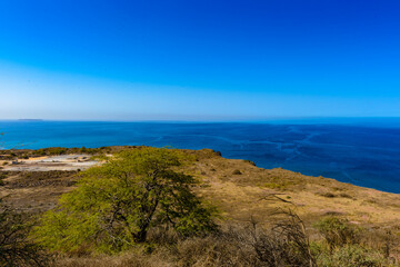 It's Spectacular view of the ocean from a rock