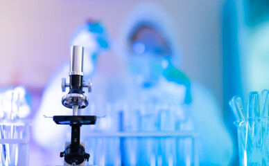 The scientist doctor created a vaccine against the coronavirus.Coronavirus 2019-nCoV Blood Sample. virus outbreaking.Technician holding blood tube test in the research laboratory