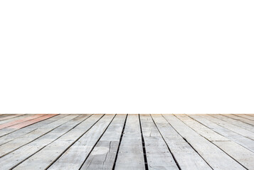 empty wooden table on white