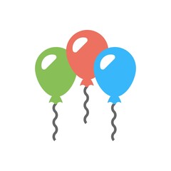 Balloons icon in flat design style. Party, birthday celebration sign.