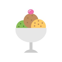 Ice cream balls icon illustration in flat design style. Dessert sign.