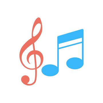 Music notes icon in flat design style. Musical tones sign.