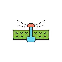 Irrigation sprinklers vector icon isolated on white background