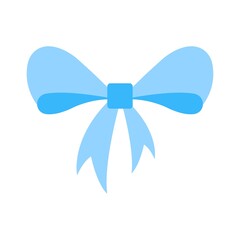 Blue ribbon bow icon illustration for gifts, presents. Flat design style.