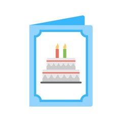 Birthday party invitation card icon illustration in flat design style.