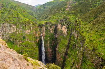 It's Waterfall in Semien Mountains, falling into the Gishe Abbai, near Debarq.