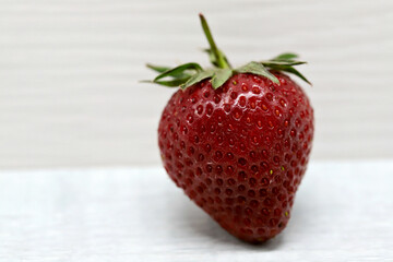 strawberries on a wooden table