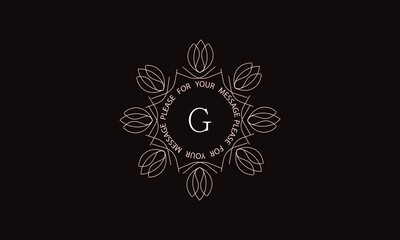 Elegant calligraphic ornament with the letter G. Monogram in brown. Business sign is identical for a boutique, jewelry, restaurant, cafe, hotel, labels.