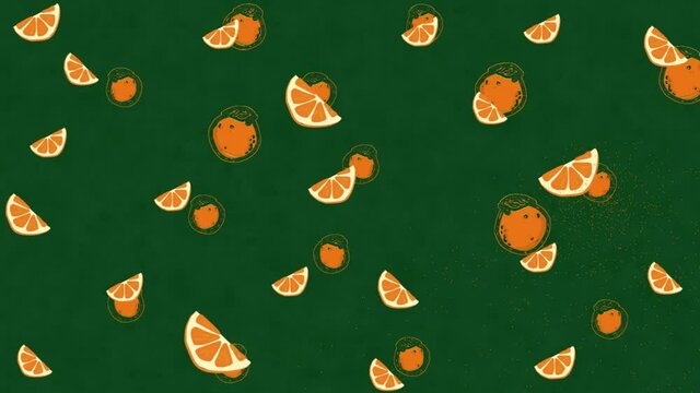 Fruit animation. Fruit animation. Abstract picture of orange . Сan be used for the background of the main video.