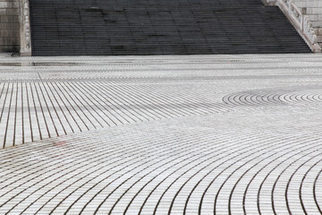 Floor in front of The National Theater and National Concert Hall at Chiang Kai Shek memorial hall. In the rainy day taiwan.
