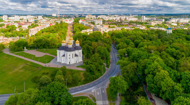 Aerial view of the city of Chernihiv..