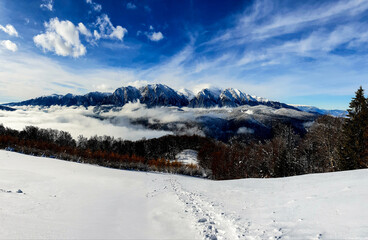 Fototapeta na wymiar Romania, Bucegi Mountains, snow covered mountains