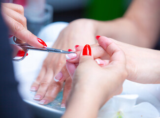 manicure of hands in a beauty salon