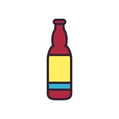 Beer bottle line and fill style icon vector design