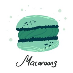 Colorful macaroons cookies. Menu dessert label product placements