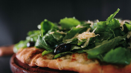 grilled pizza with vegetables