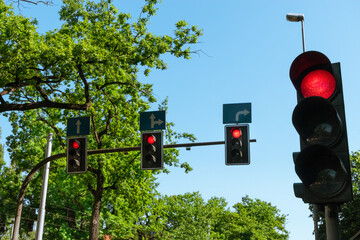 Traffic lights, Red stop sign for cars