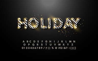 Vector set of beautiful Golden letters of the alphabet, numbers and punctuation marks. A great shiny 3D font for banners, ads, and labels on a shimmering background.