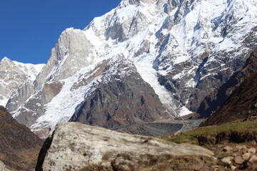 a lower Himalayan mountain in the trek of kedarnatha temple. 