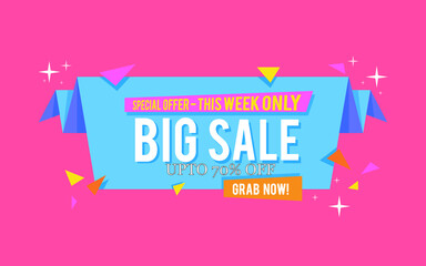 big sale special offer sale banner in vector format origami style sale banner -70 off this week only