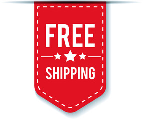  free shipping ribbon, label vector