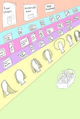 black afro hair shop illustration 