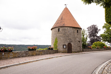 Cityview of Waldenburg Tower in Germany