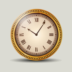 Old gold watch, vintage realistic clock isolated in light backffround.