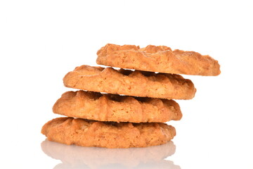 Fragrant tasty, sweet cereal cookies, close-up, on a white background.