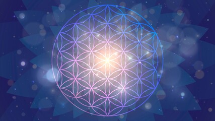 Background with the sign of the Flower of Life, astral space pattern